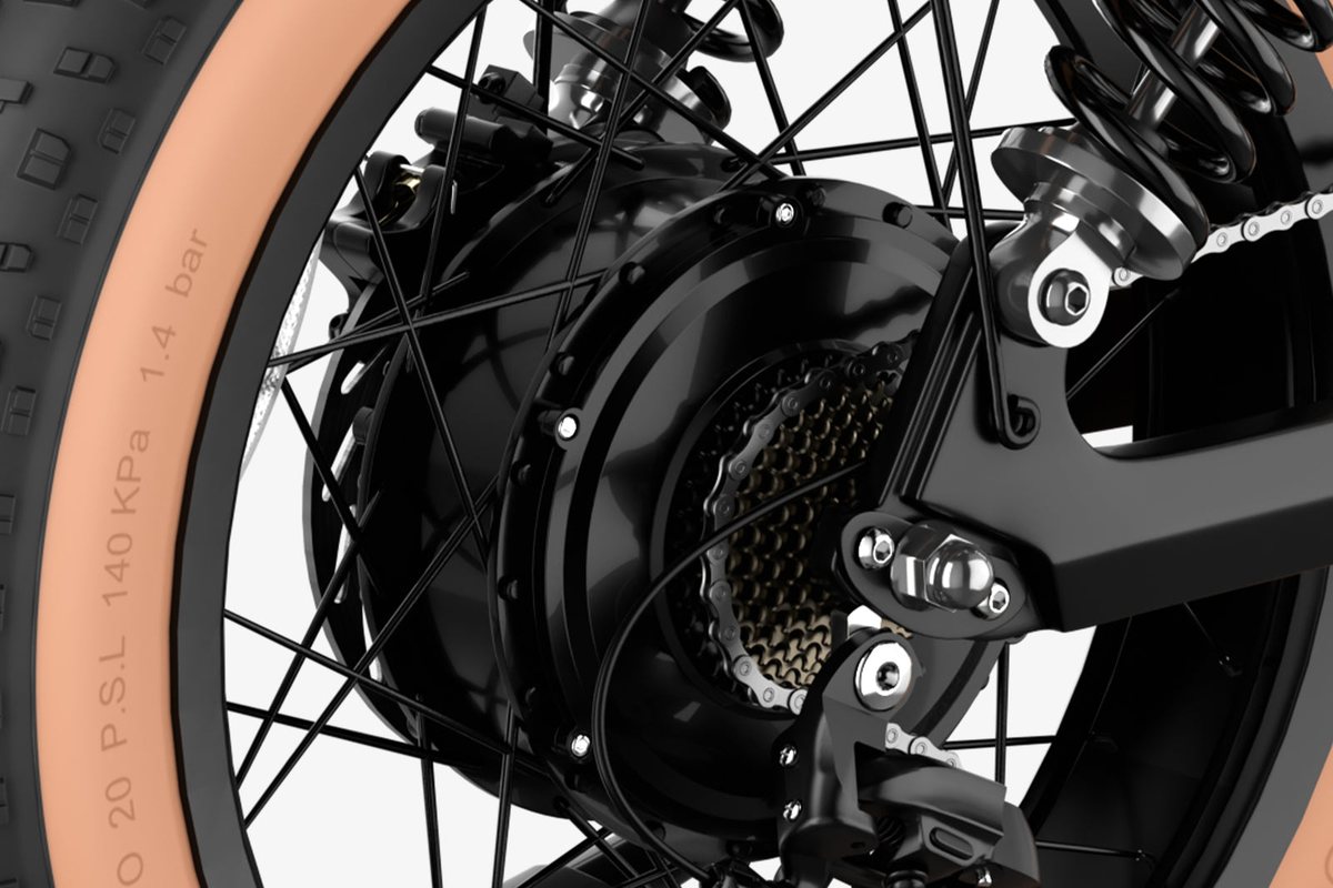 Motor de buje y cassette trasero de una bicicleta eléctrica